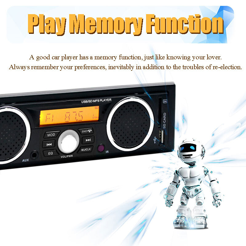 In-Dash MP3 Player USB AUX Bluetooth Car Radio Stereo Built-in Speakers 2.5Inch