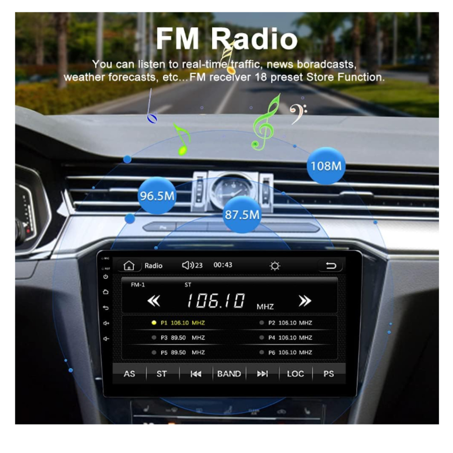 Android 7inches touch screen with Carplay, WiFi, Navigation, Bluetooth & Camera