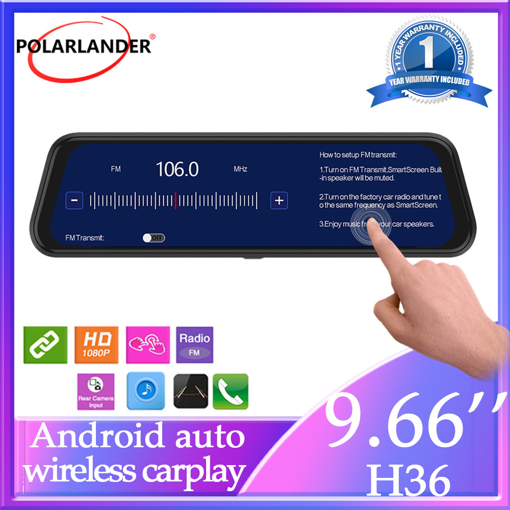 Portable Wireless CarPlay 9.66″Android Auto With Front Camera And Back-up Camera