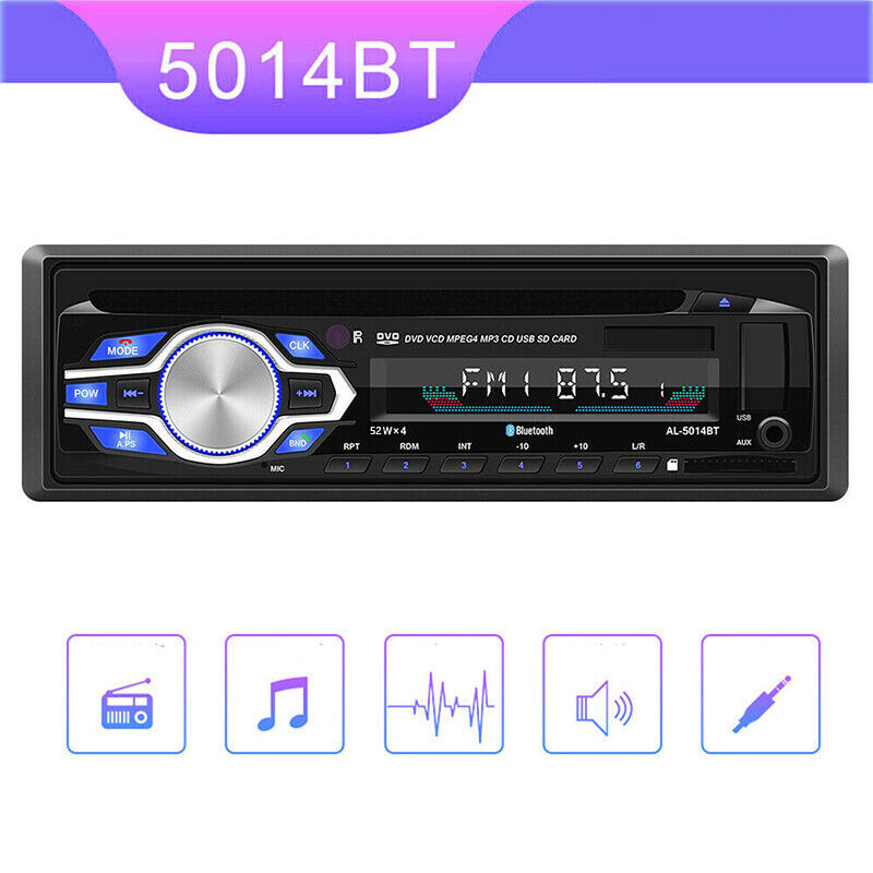 Single 1 Din Car Radio DVD CD MP3 Player Bluetooth Stereo USB/SD Remote Control