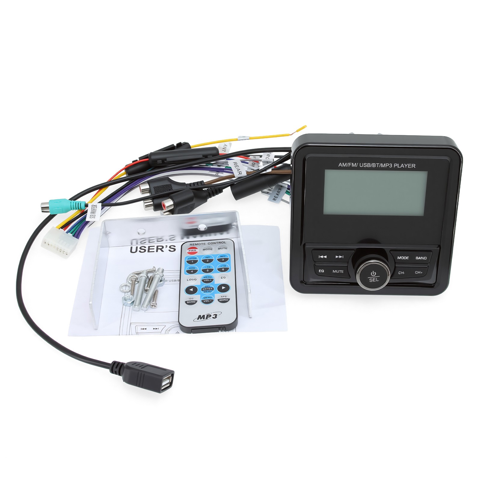 Marine Digital Media Receiver Bluetooth Waterproof LCD Display Boat Radio System