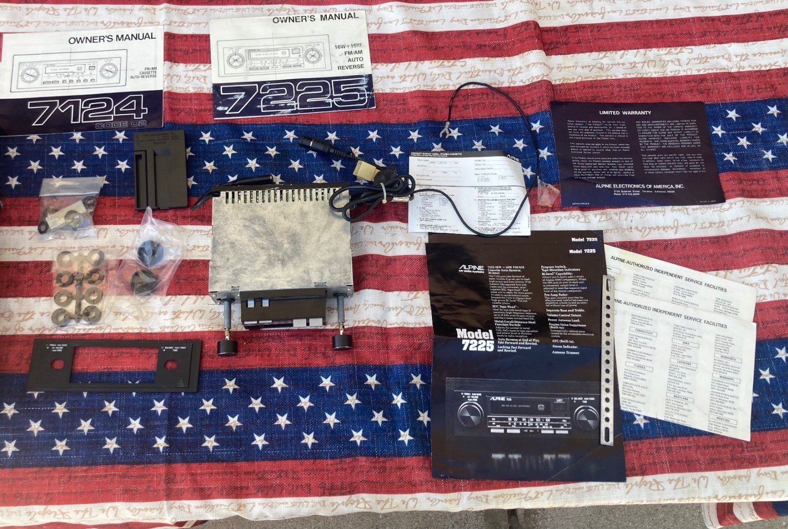 RARE! ALPINE 7225 OLD SCHOOL VINTAGE CAR STEREO CASSETTE TAPE MOUNTING HW MANUAL