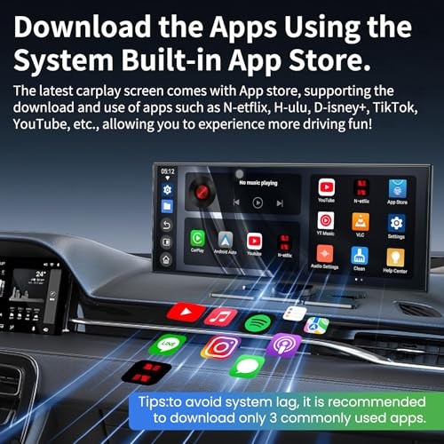 Largest 11.5 inch Wireless CarPlay Screen for Car,Built-in N black