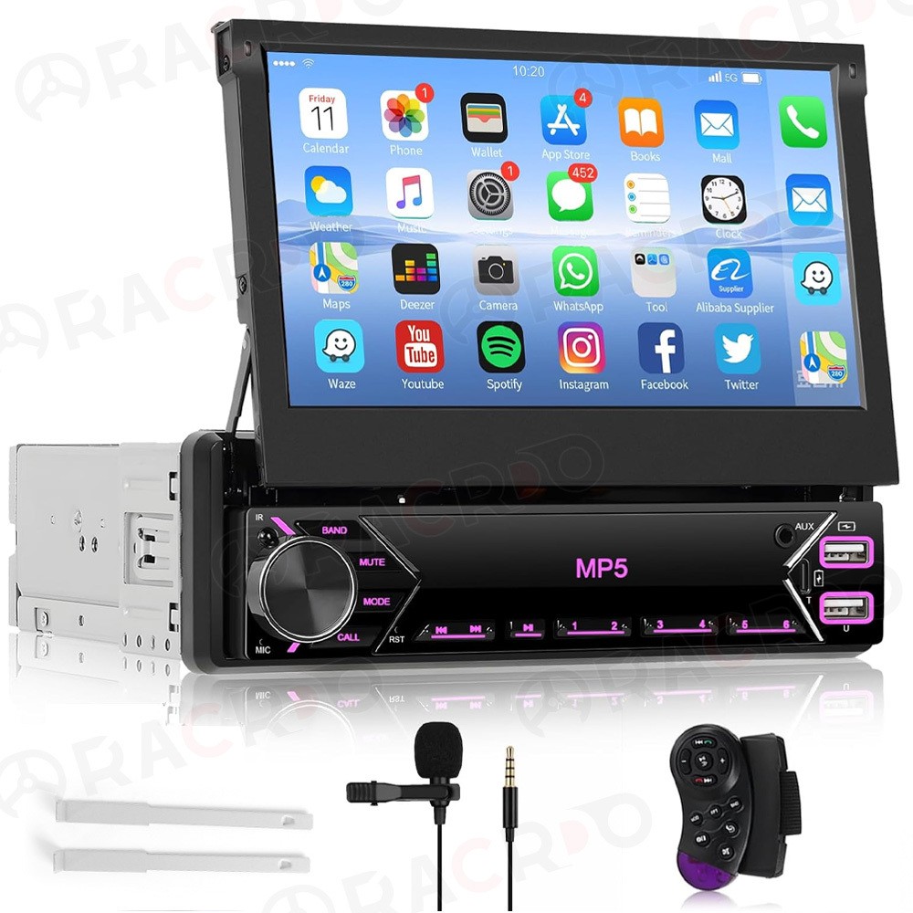7″ Car Stereo Radio Single 1 Din Flip Out Touch Screen MP5 Player USB Bluetooth