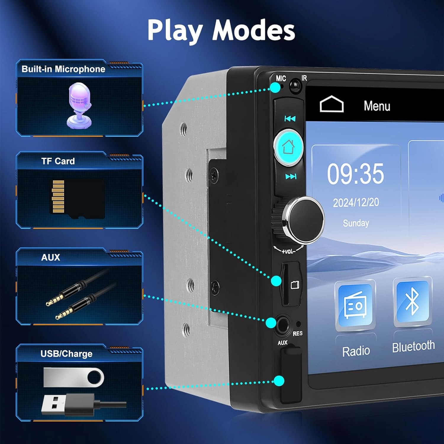 7″ Double 2DIN Car MP5 Player BT Touch Screen Stereo Radio FM Mirror Link Camera
