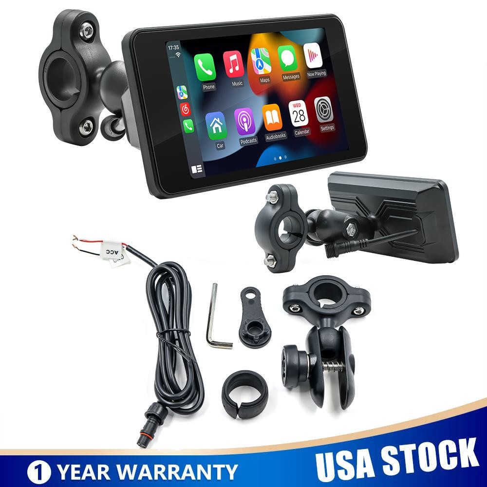 5″ Waterproof Motorcycle Navigator Portable Wireless CarPlay Android Auto Screen