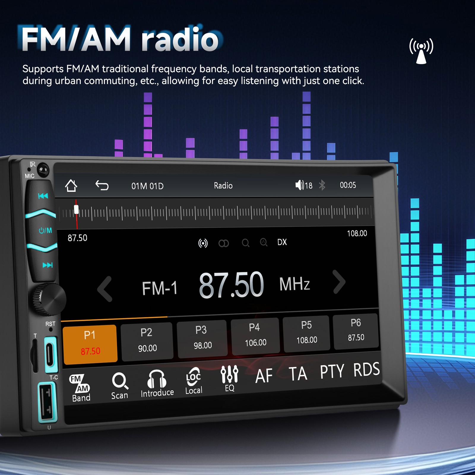 7″ Wireless Car Radio FM Double 2DIN Apple CarPlay Stereo Touch Screen Bluetooth