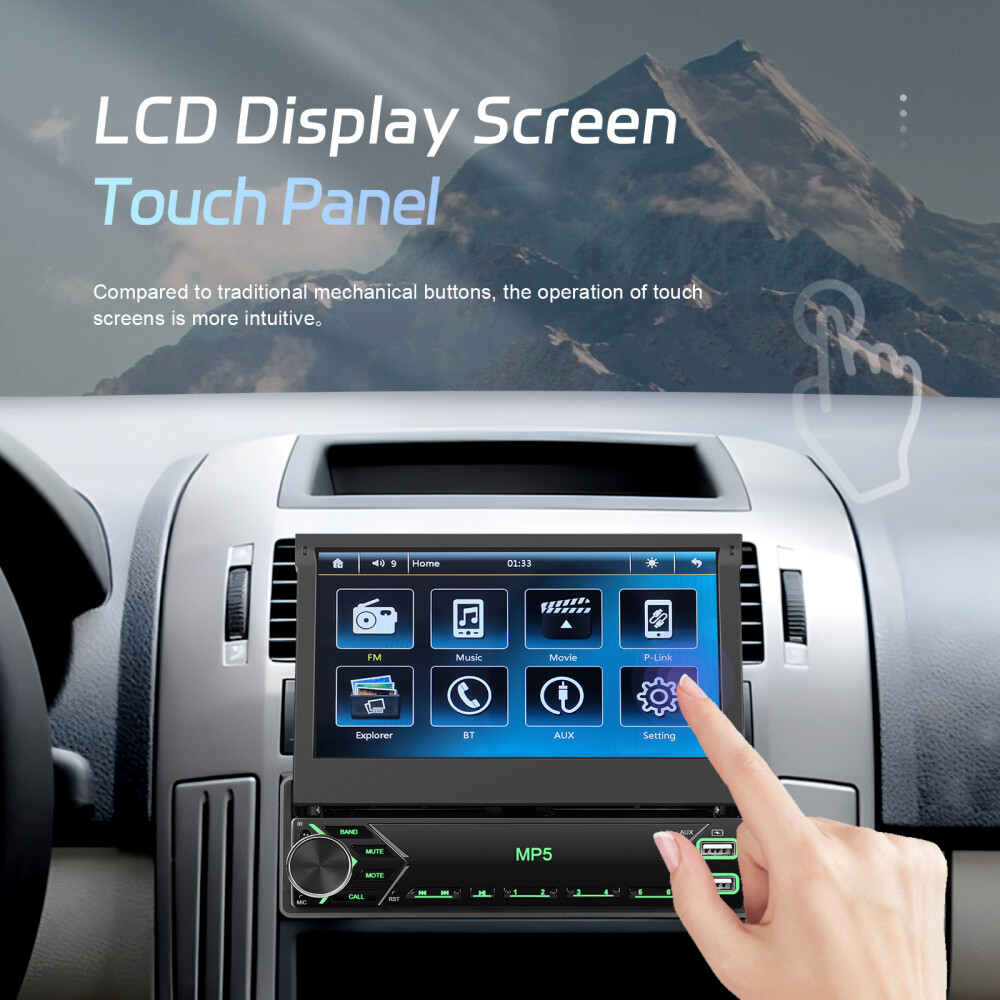 7″ Single 1 DIN Flip out Touch Screen Car MP5 Stereo Radio Bluetooth Mirror Link