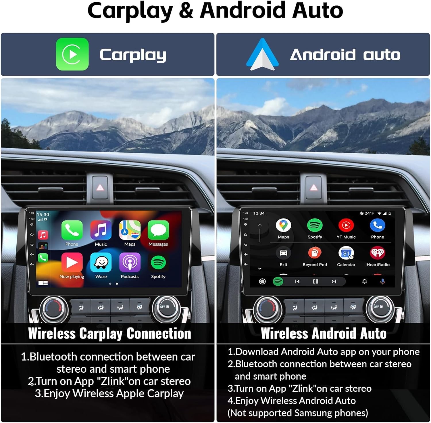 Elegant 9” Android Car Stereo for Honda Civic 2016-2020 with Wireless CarPlay