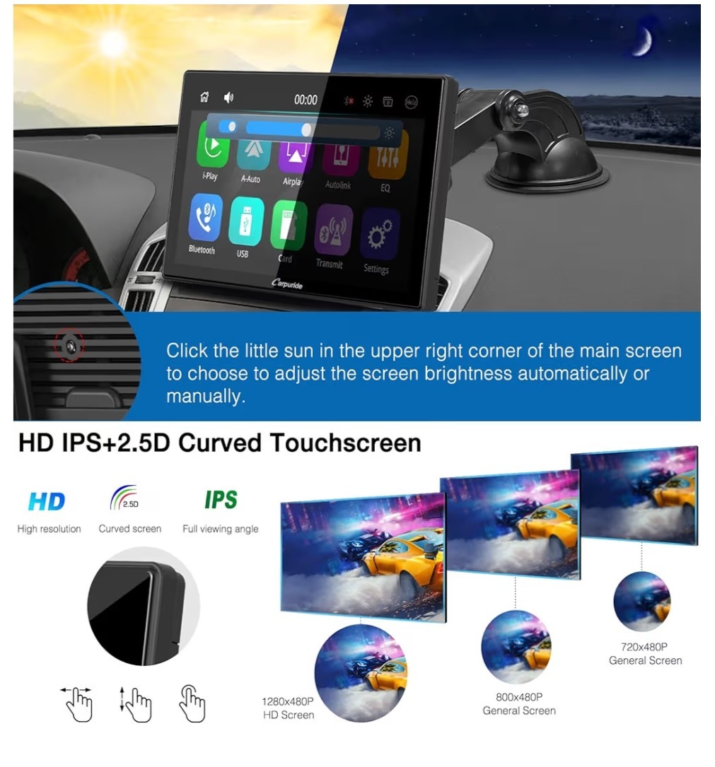 Carpuride W901 Pro Portable Carplay & Android Auto with Dula Bluetooth, 9…