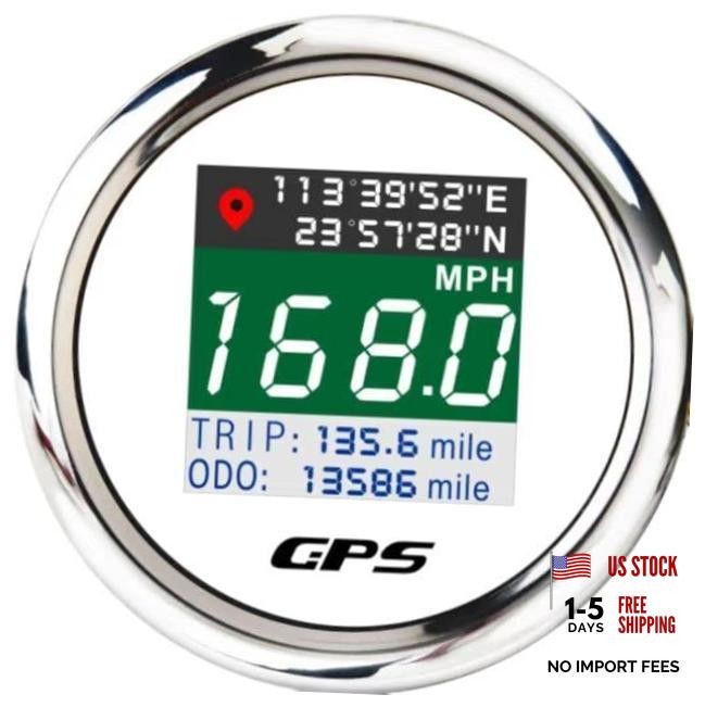 GPS Speedometer 2-1/16″ 52mm Digital Boat GPS Speedometer Gauge MPH Km/h White