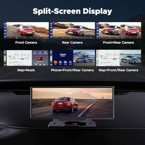 9.26″ Wireless Carplay and Android Auto with 2.5K Dash Cam, 1080P Backup