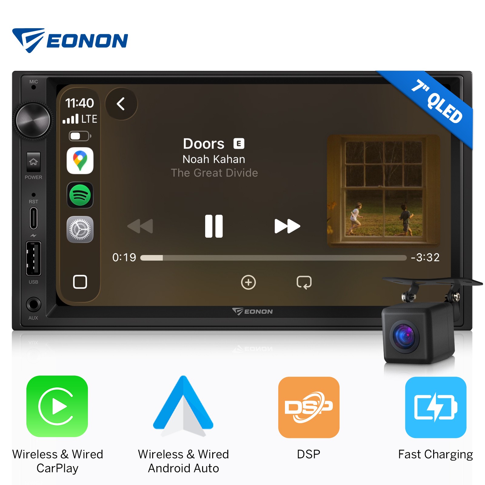 Double DIN 7″ QLED Android Auto Car Radio CarPlay GPS Sat Navi In Dash Head Unit