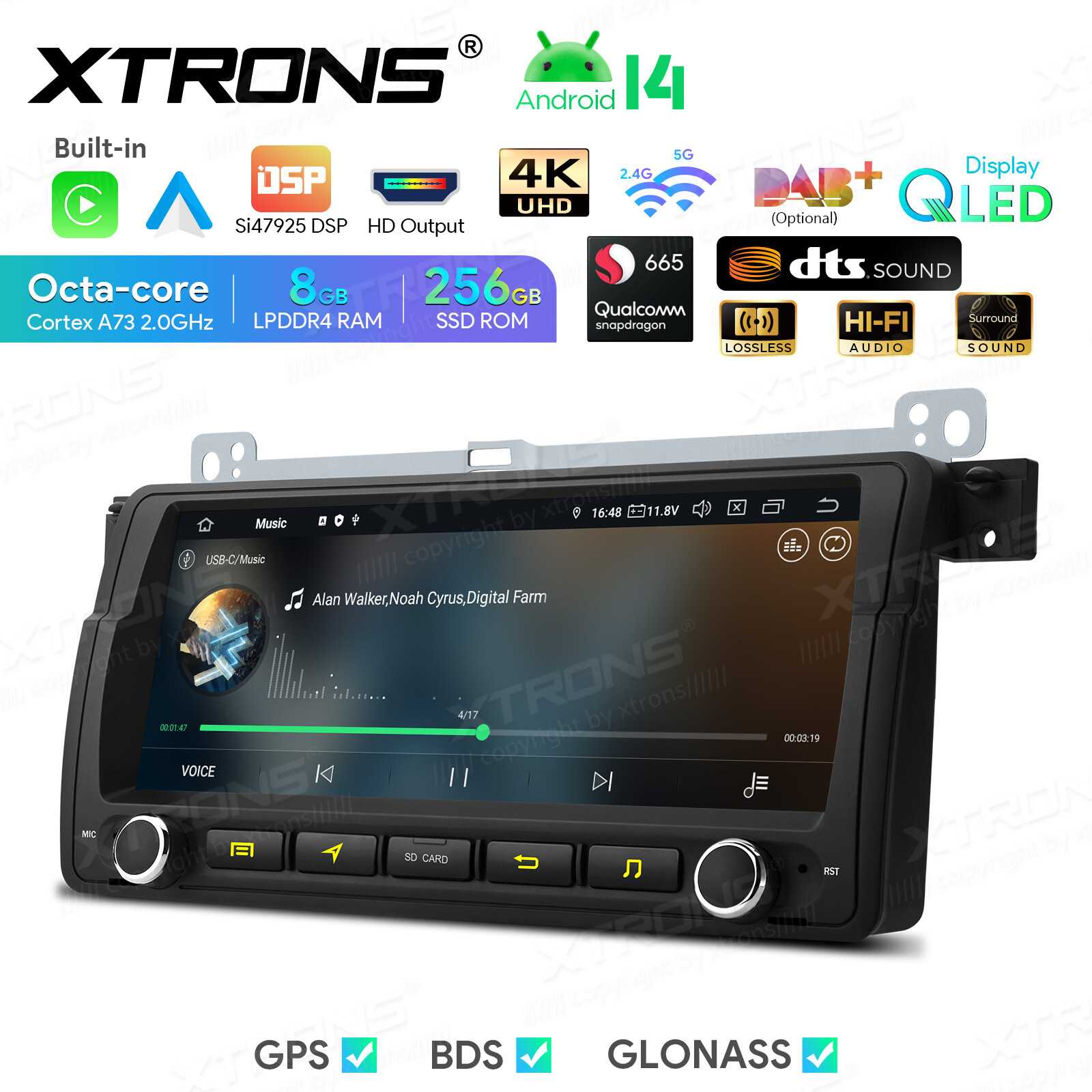 QLED 8.8″ Android 12 Car Play Stereo Radio Navi 128GB Octa Core WiFi For BMW E46