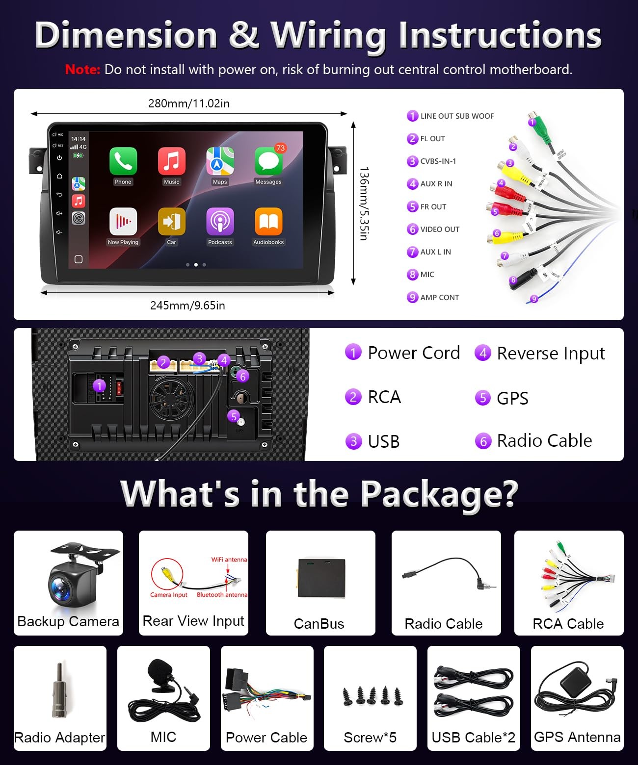 Car Stereo for BMW 3 Series 325i 330i 318i 328i E46 1998-2006 M3 Radio with W…