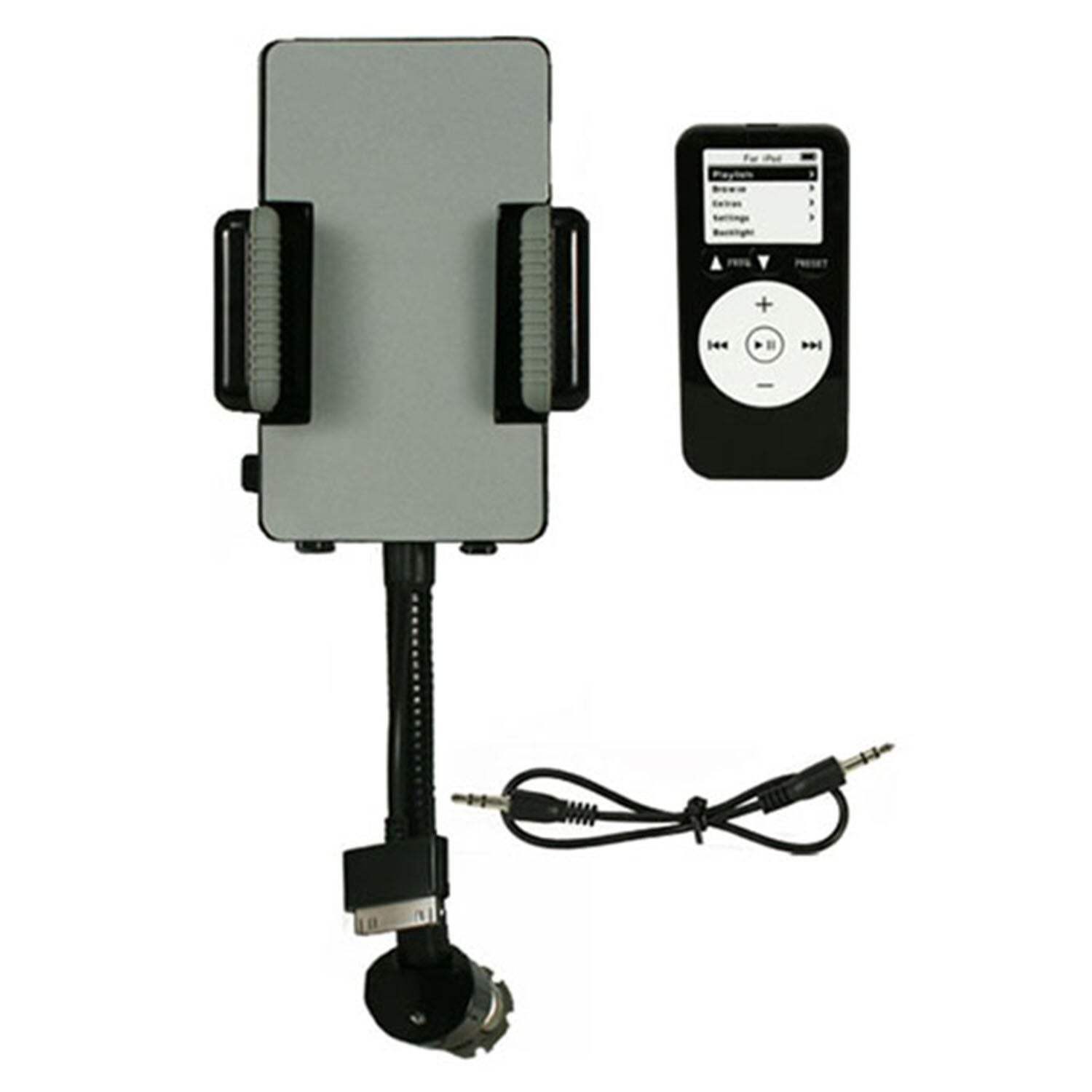 FM Transmitter Hands-free Car Charger W/ Remote Control Phone Stand 3.5 mm Headp