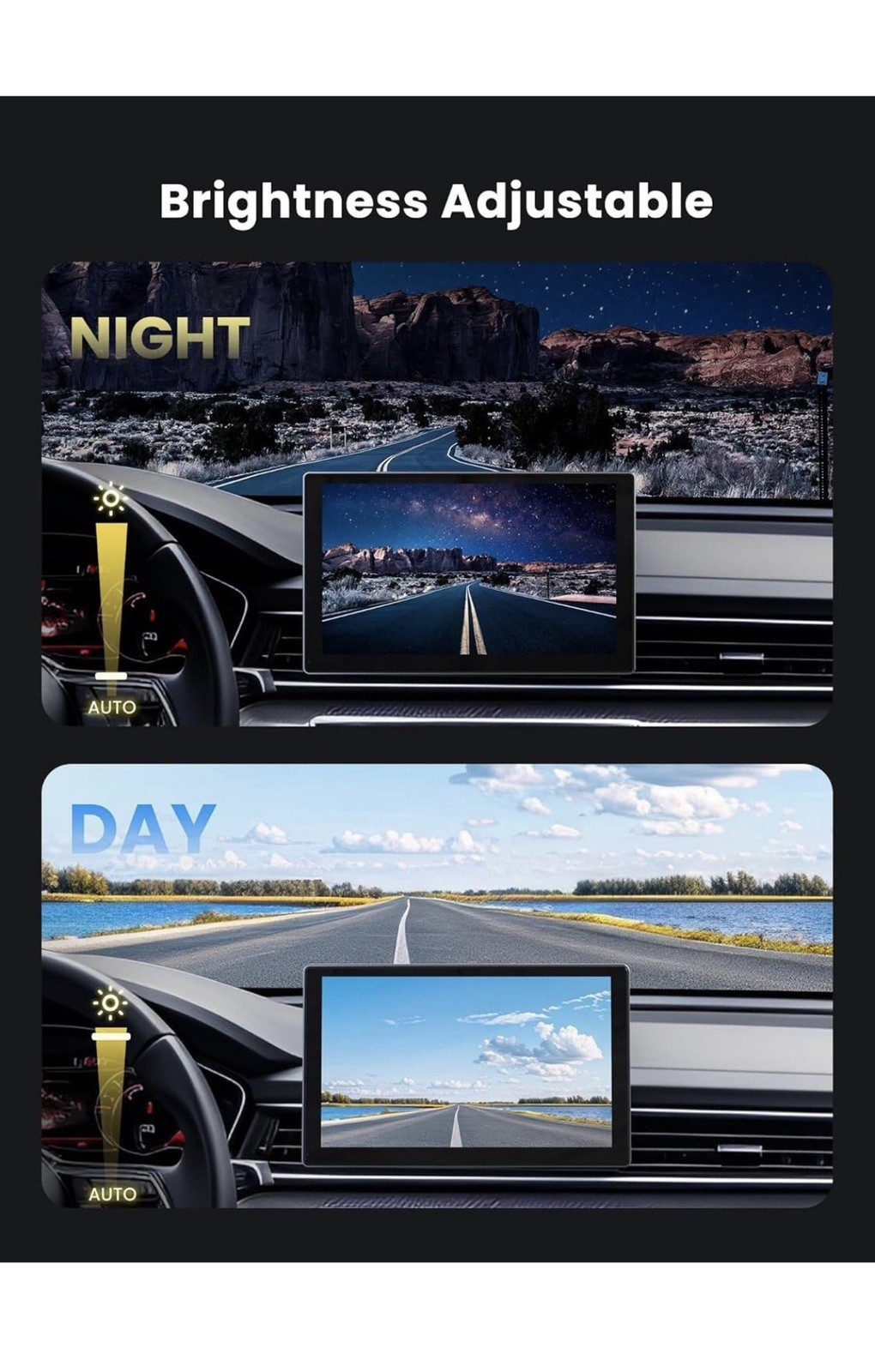 Carplay Screen for Car, 9″ Portable Wireless Carplay & Android Auto, 4K DashCam