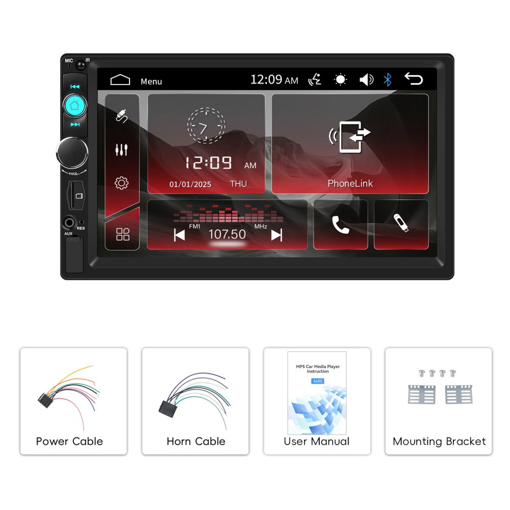 7″ Double 2DIN Car MP5 Player Bluetooth Touch Screen Stereo Radio FM Mirror Link