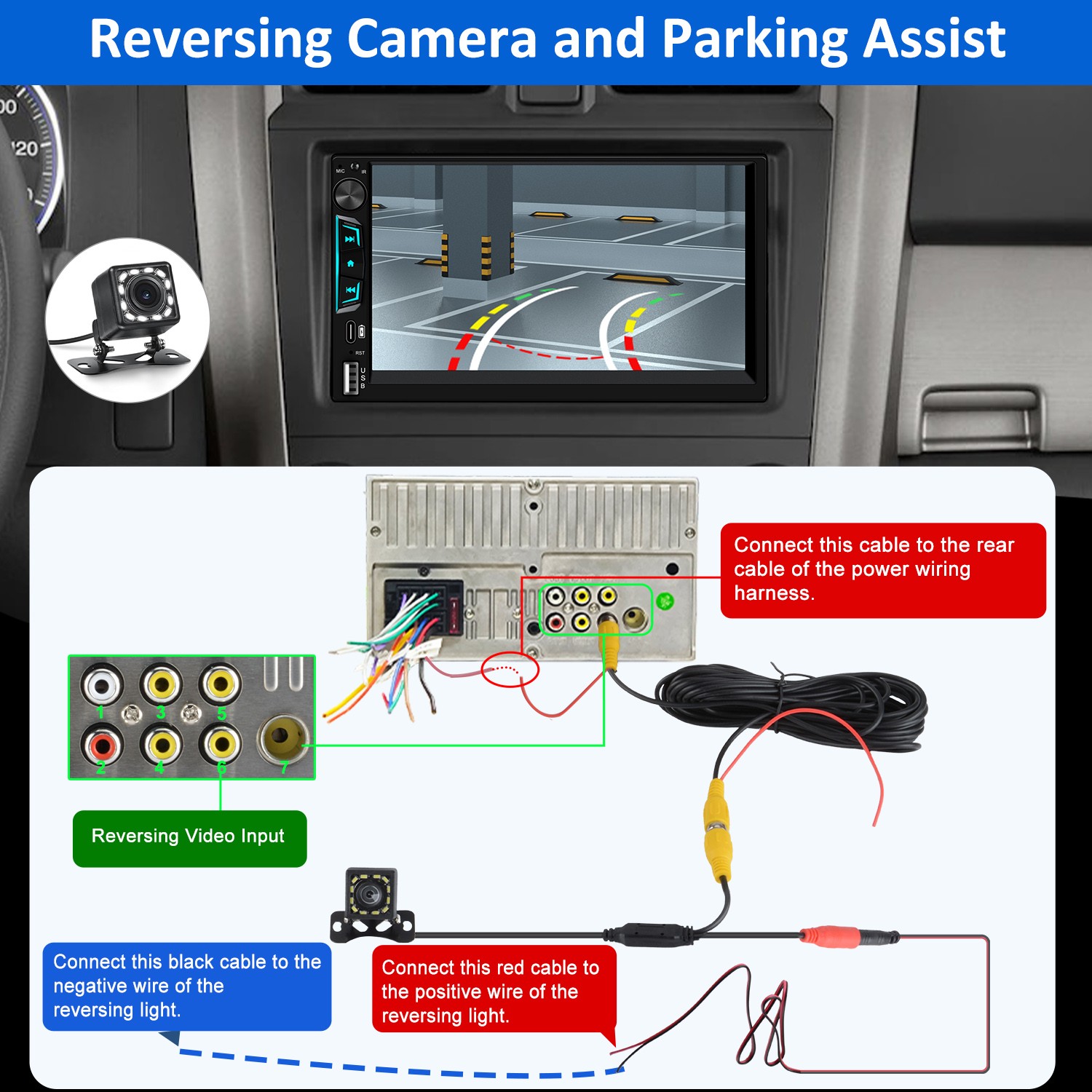7″ 2Din CarPlay Android Auto Multimedia Player Rear Camera Universal Car Stereo