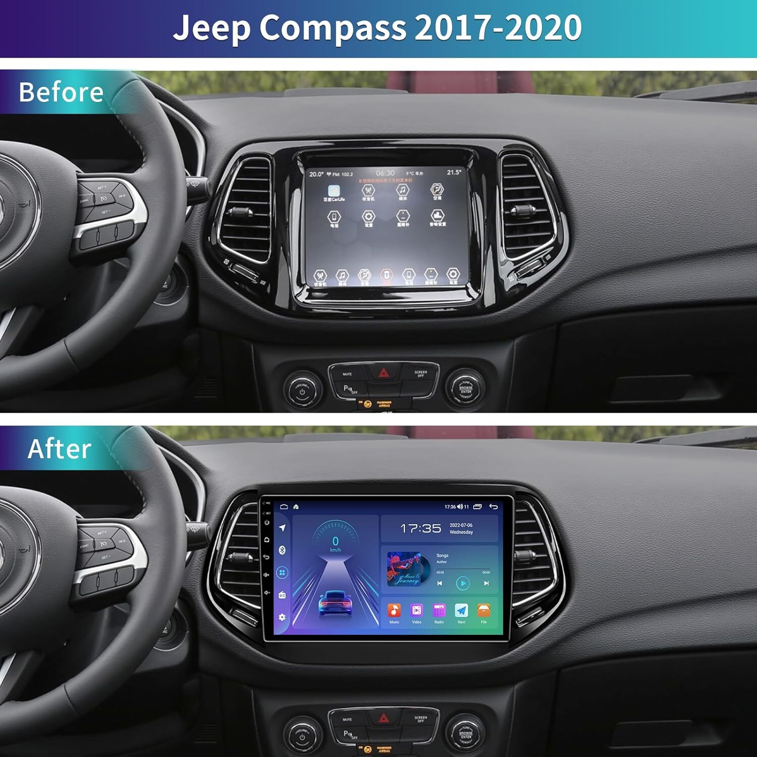 32G For Jeep Compass 2017-2019 Carplay Car Stereo Radio GPS Android Auto1280*800