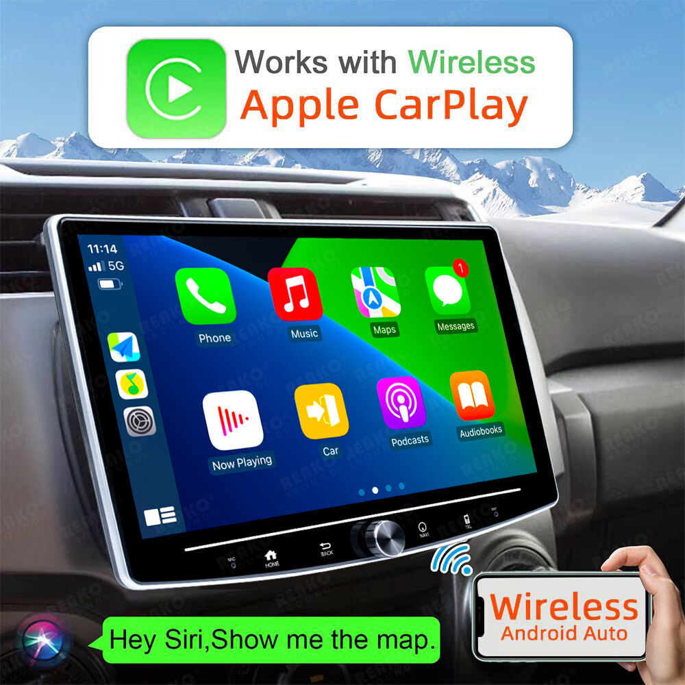 2+64G 1DIN Rotatable 10.1” Android 13 for Apple CarPlay Car Stereo Radio GPS BT
