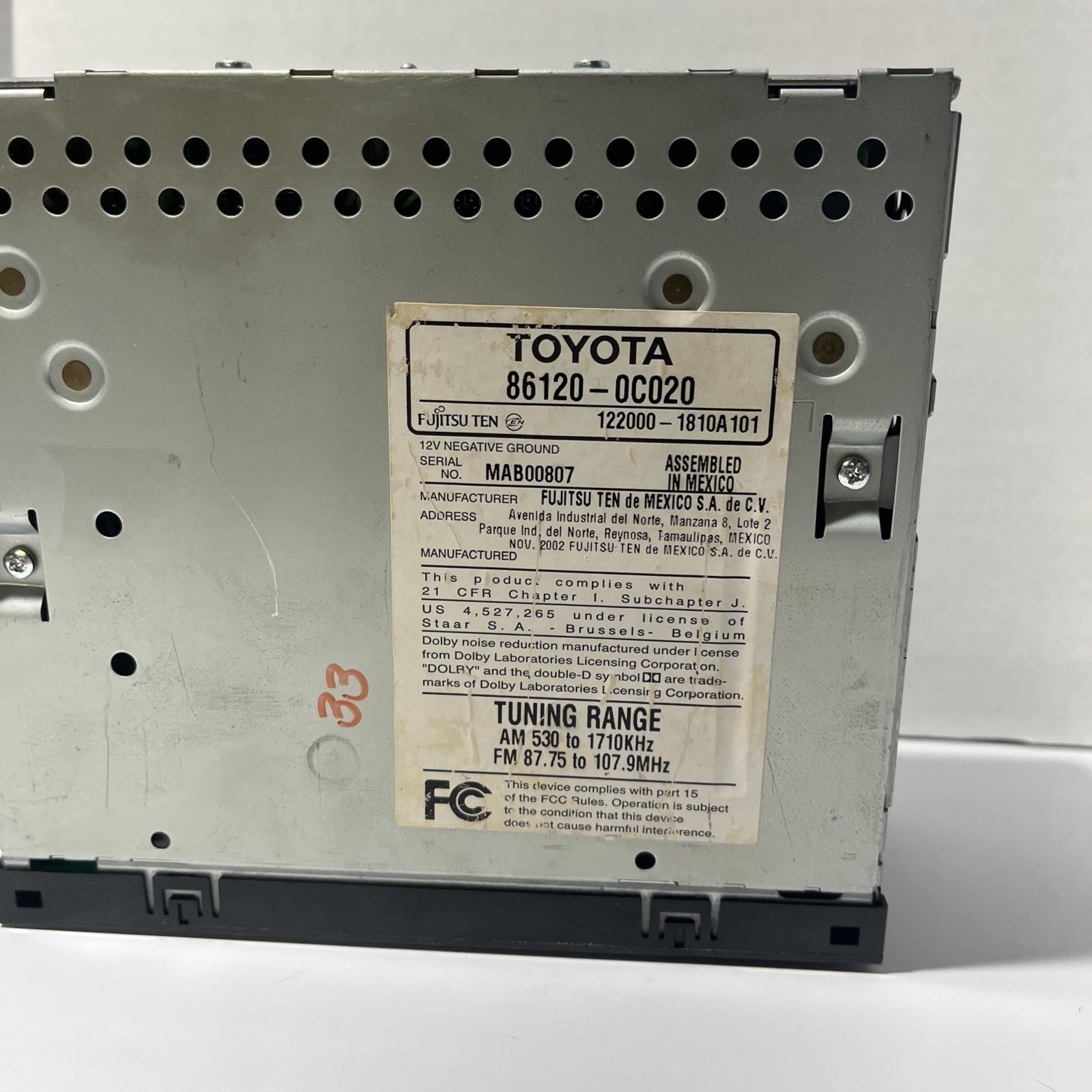 Toyota Camry Am Fm Cd Player Radio Receiver GQ406 TESTED OEM Tacoma 1999 a 2003
