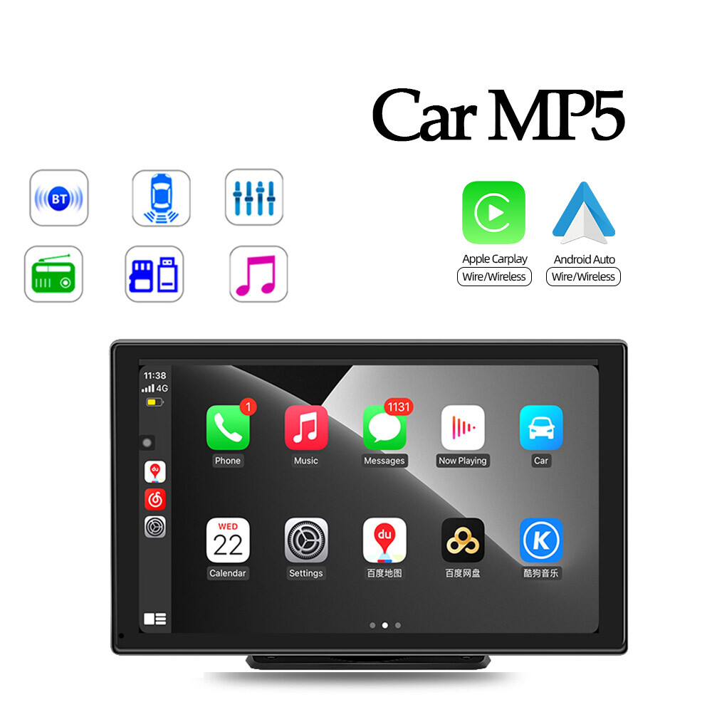 Portable 9″ Car Stereo Android auto Wireless Carplay Toouch screen Bluetooth GPS