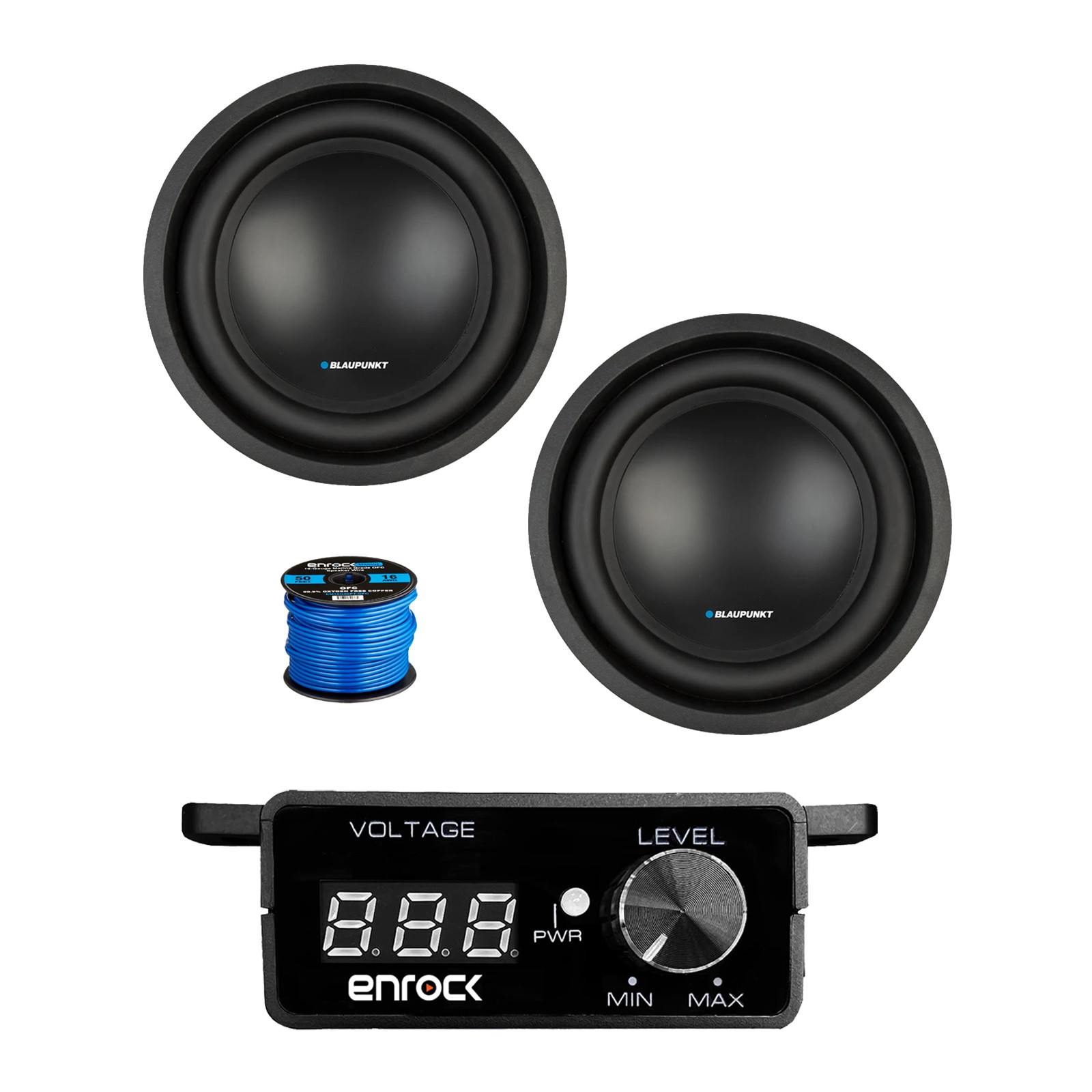 1 Pair (Qty 2) of Blaupunkt 10″ 1000 Watt 4 Ohm DVC Subwoofer, Bass Knob w/ Wire