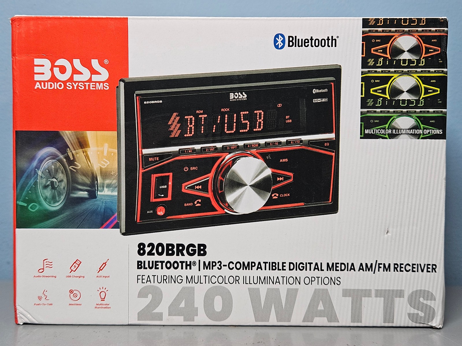 BOSS Audio 820BRGB Double Din 240 Watt Car Stereo, Bluetooth MP3 AM/FM Reciever