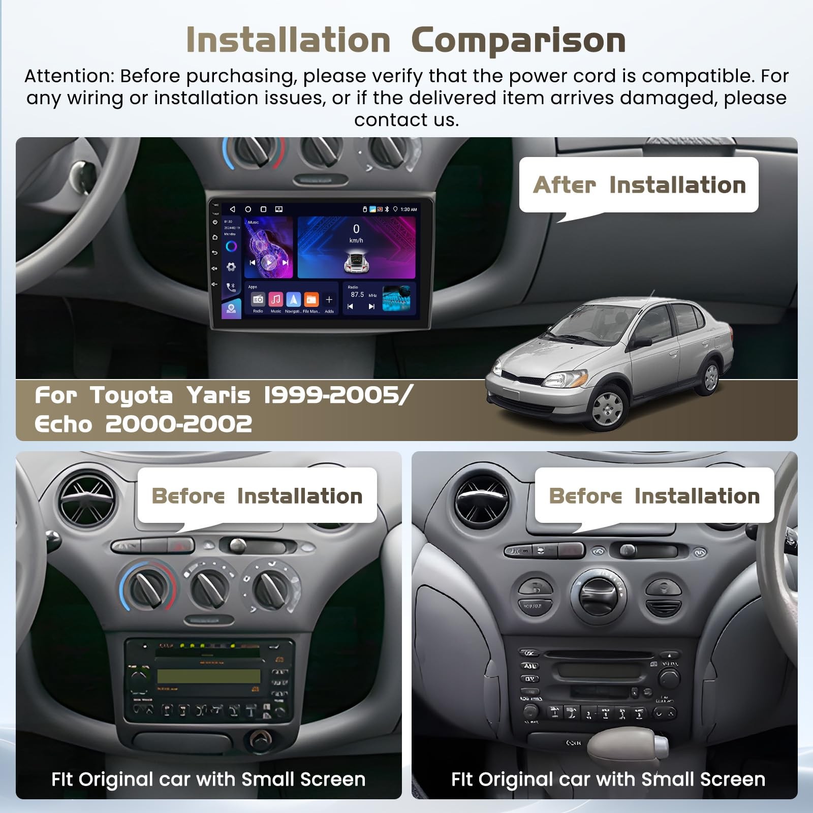 Android 15 Car Radio for Toyota Yaris 1999-2005/Echo 2000-2002, 9 inch…