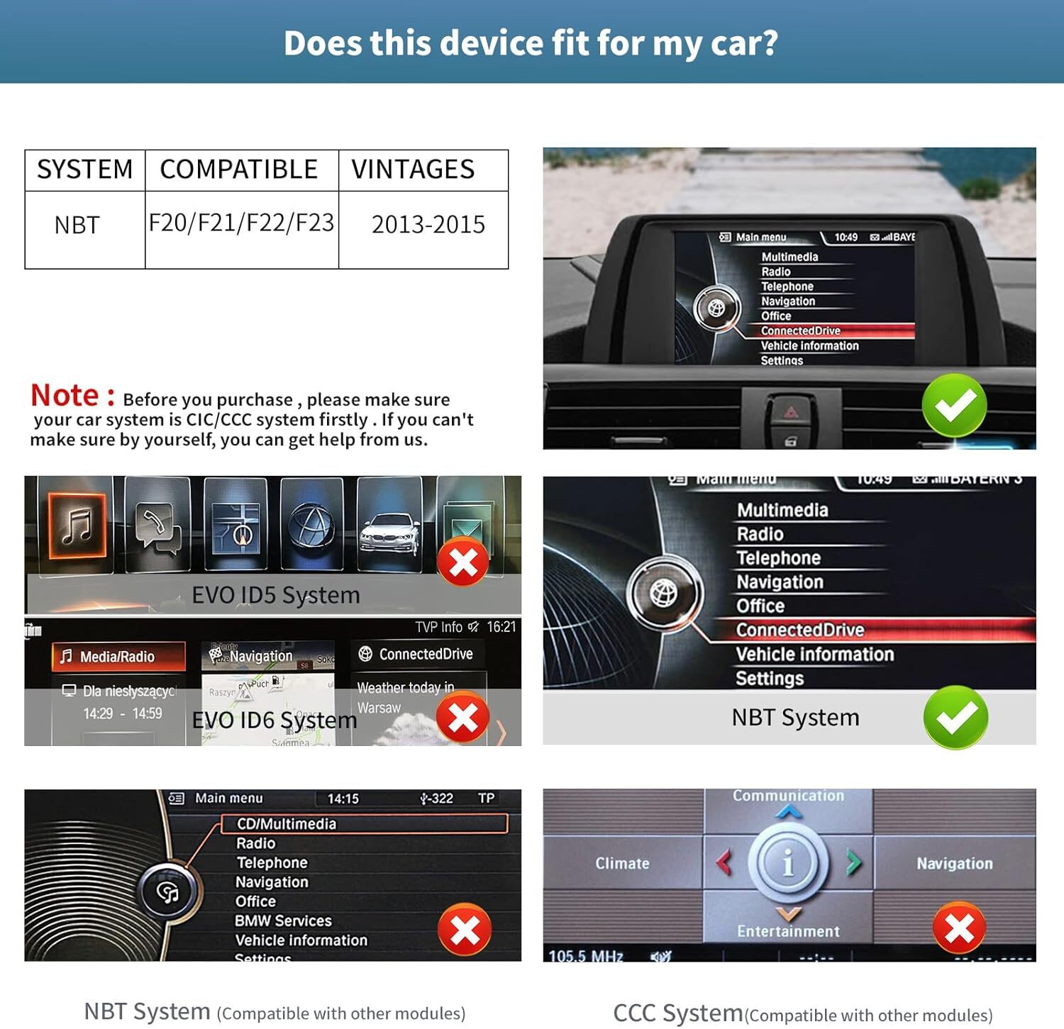 For BMW 1/2/3/4 Series F20 F30 NBT 10.25” Carplay/Android Auto Touchscreen