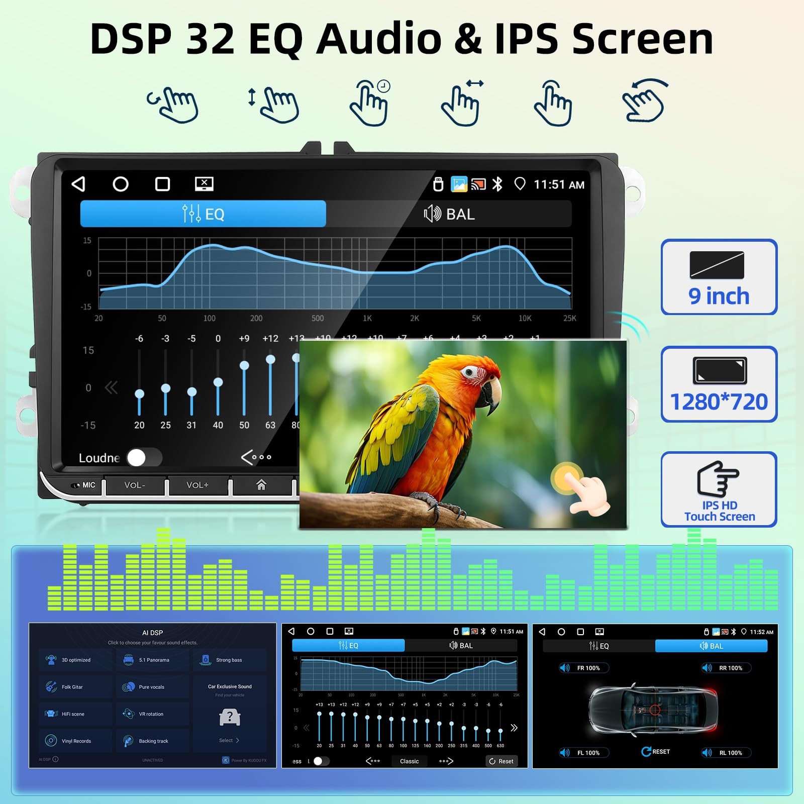 [4G+64G] Android Car Radio for VW Jetta Passat Seat Golf Tiguan Beetle, 9 inc…