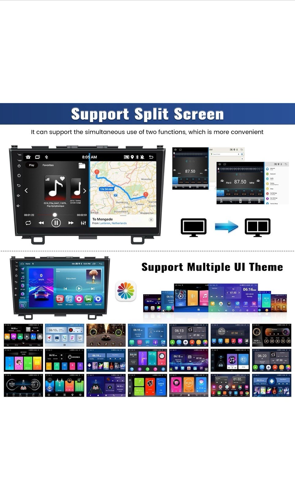 2G+64G Android Car Radio Stereo for Honda CRV 2007-2011 Wireless Apple Carpla…