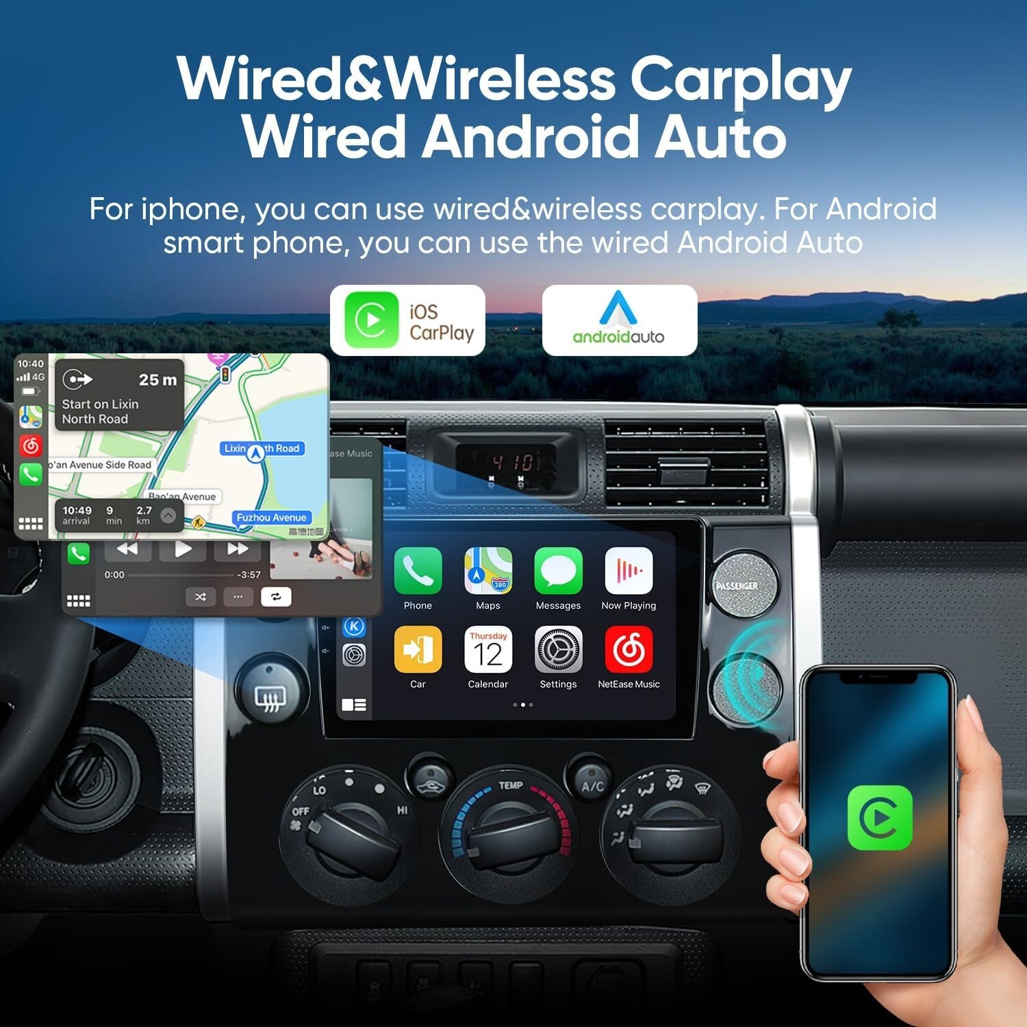 Car Stereo Radio for Toyota FJ Cruiser 2007-2018 Android12.0,2G+64G with 3531
