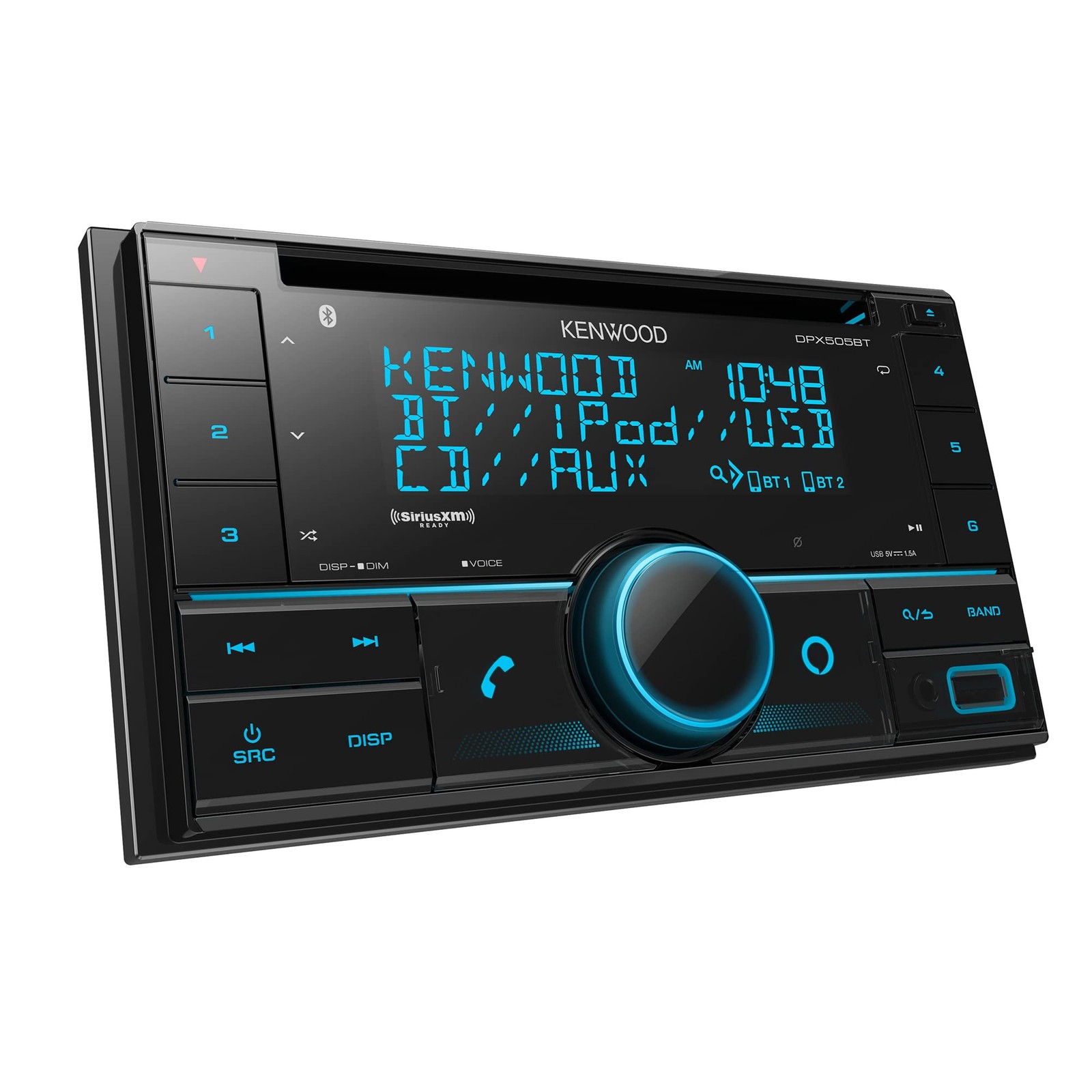 Kenwood DPX505BT Double DIN Bluetooth & CD Car Stereo, Alexa, SiriusXM Ready Rad