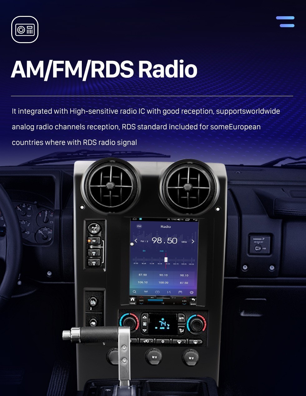 9.7″ For Hummer H2 2002-2007 Android 13 Car Radio Stereo GPS Navi Carplay 4+32GB