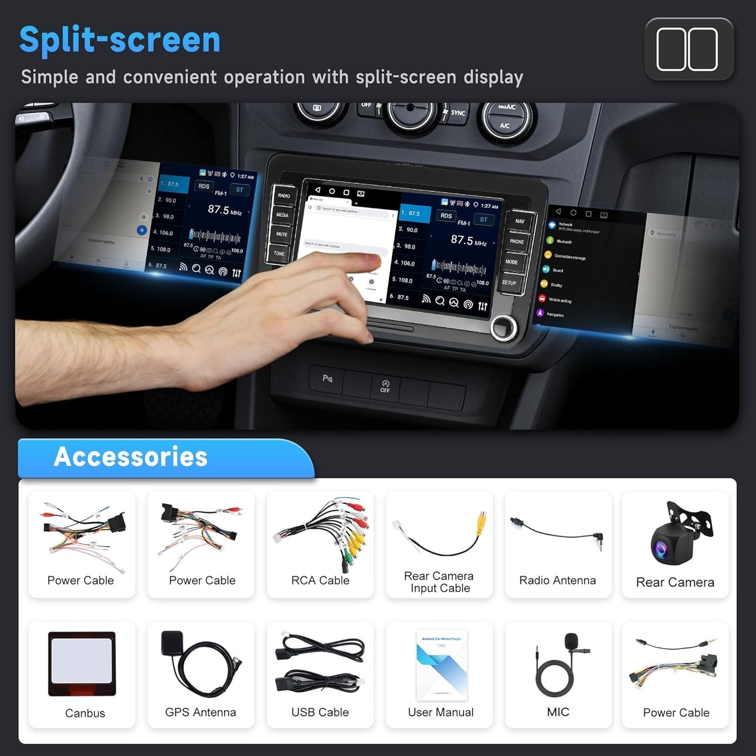 Upgrade Your VW with 4G+64G Android Stereo – Wireless CarPlay, 7” Display