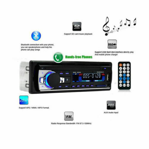 Single 1 Din Bluetooth Car Stereo Radio MP3 Player In-Dash FM USB SD AUX Input