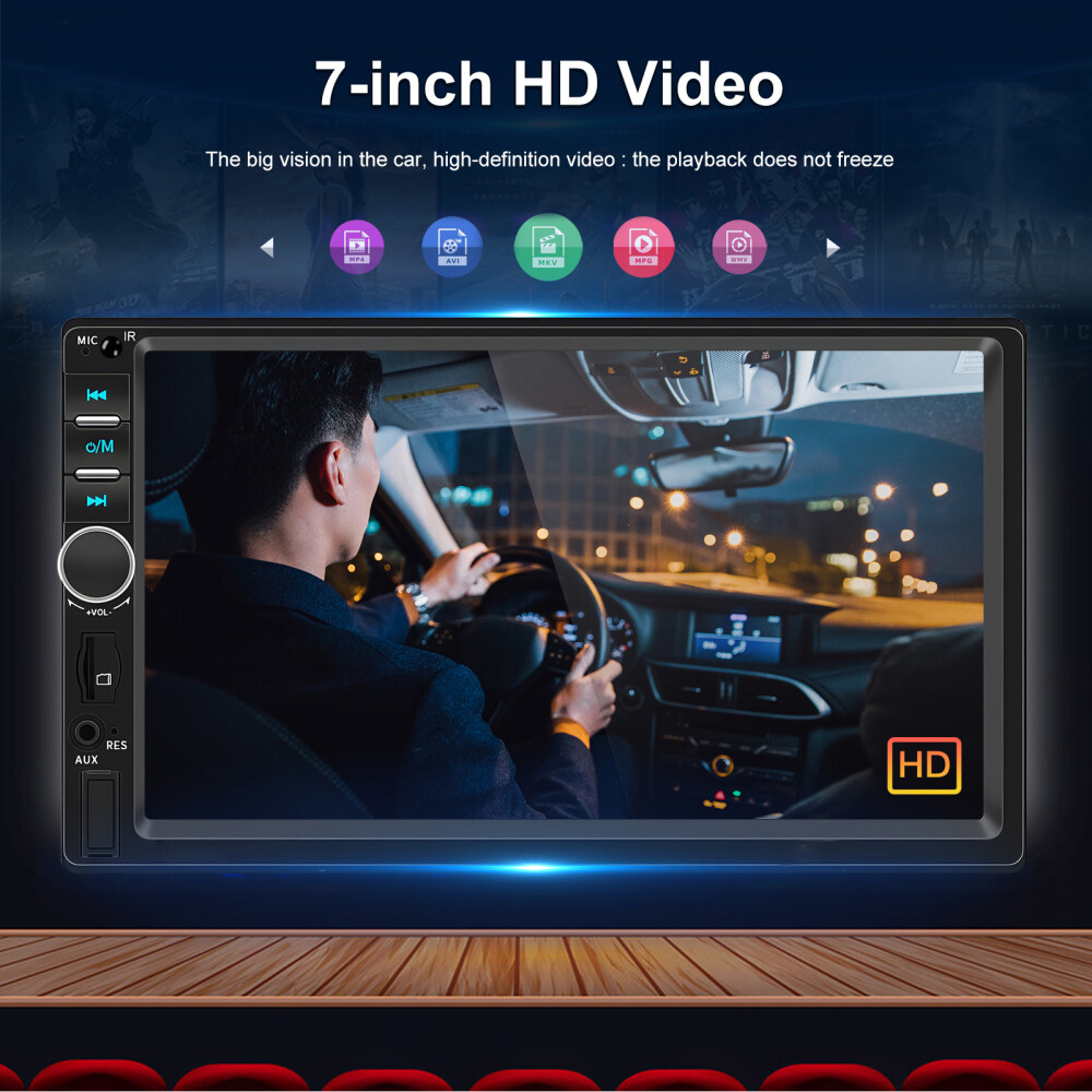 7″ Double 2DIN Carplay Car Radio Android Auto Bluetooth USB FM Mirror Link +Cam