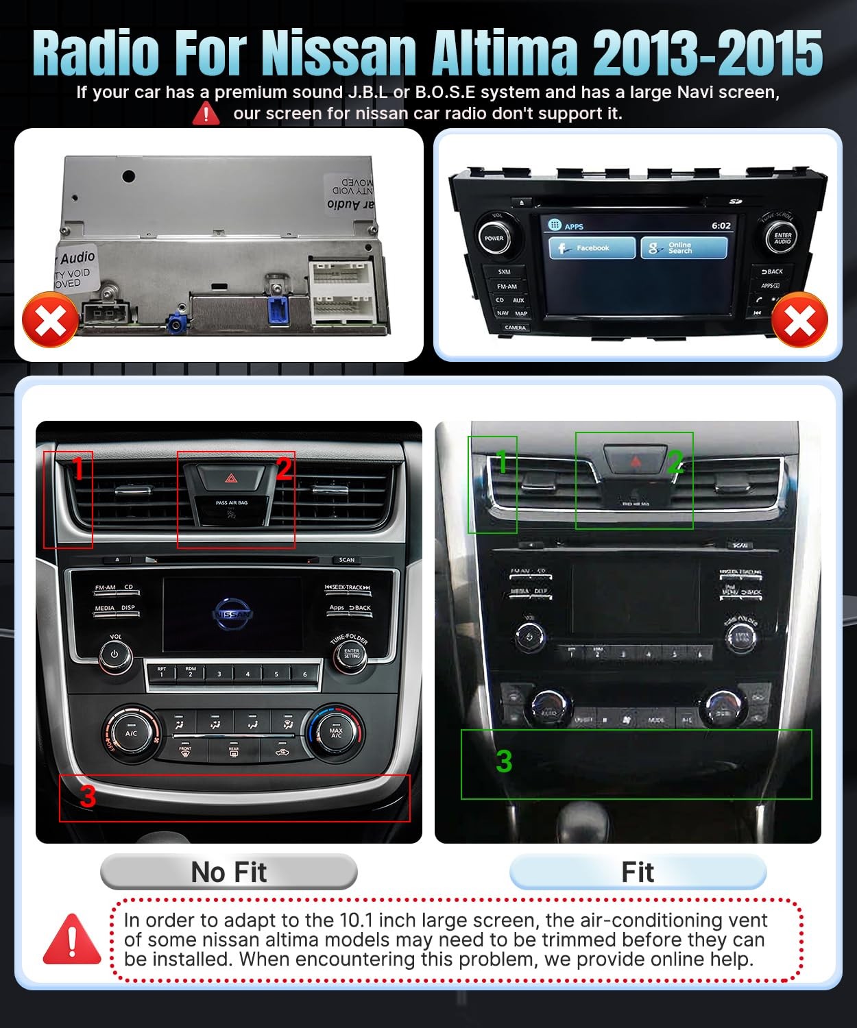 10.1″ Android Car Radio with Wireless CarPlay for 2013-2015 Nissan Altima