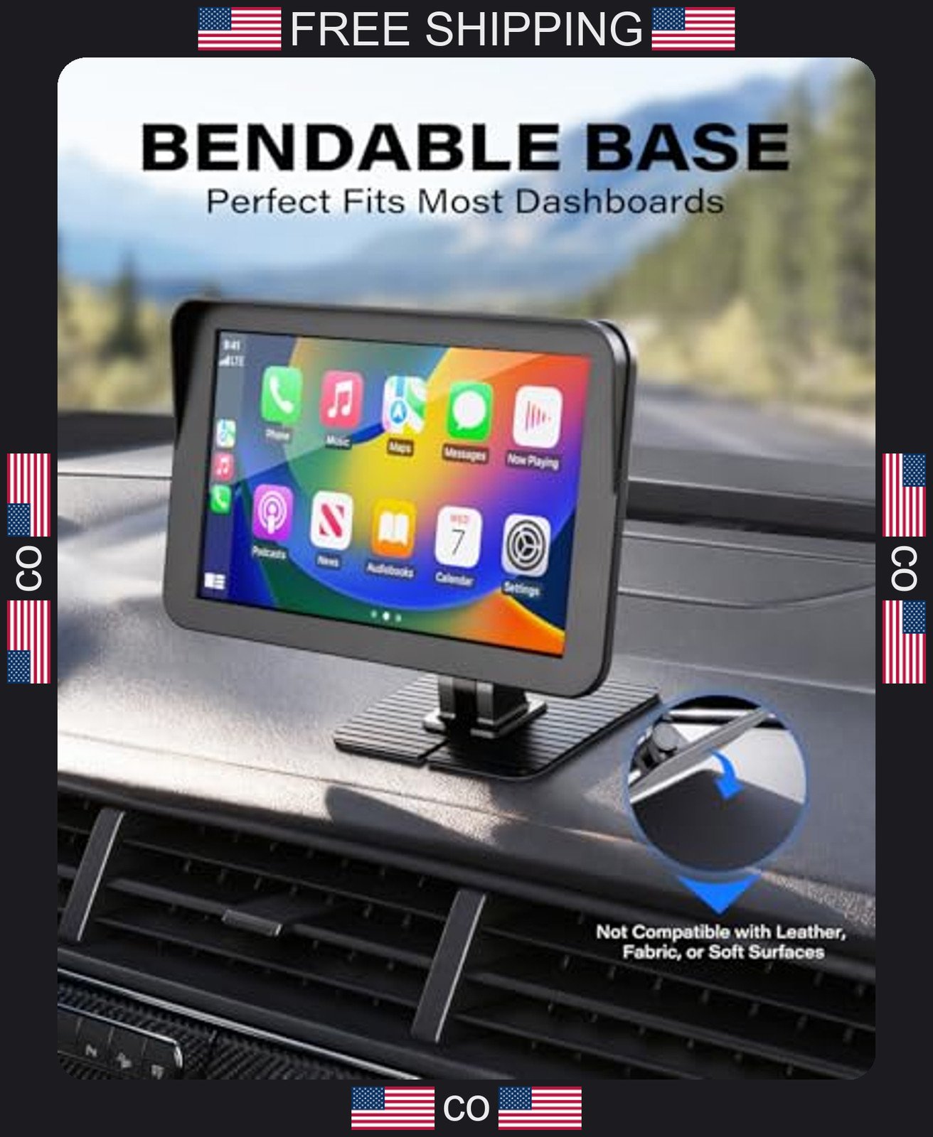 1Zero Adjustable CarPlay Dashboard Mount for 7-11 Inch Screens