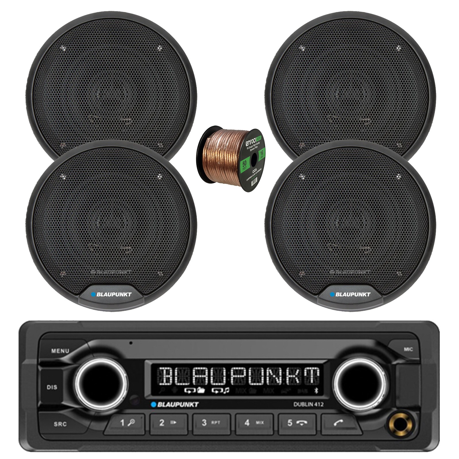 Blaupunkt DUBLIN 412 Bluetooth MP3 Reciever, 4x 5″ 40W Speakers w/Wire
