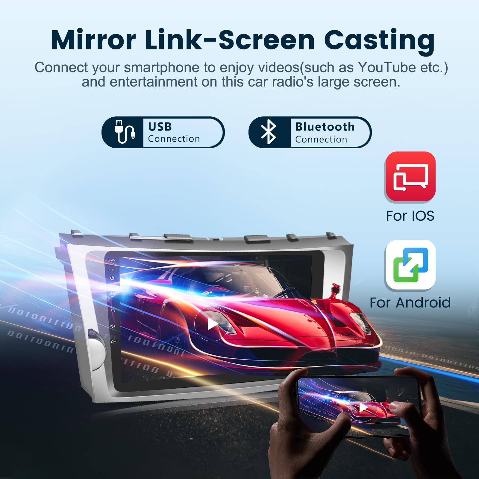 Podofo 2G+64G Car Radio 9 Inch for Toyota Camry 2006-2011 Android 13