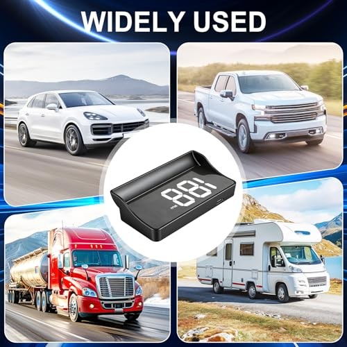 Amiss Heads Up Display for Cars, Digital HUD Speedometer for Automotive White