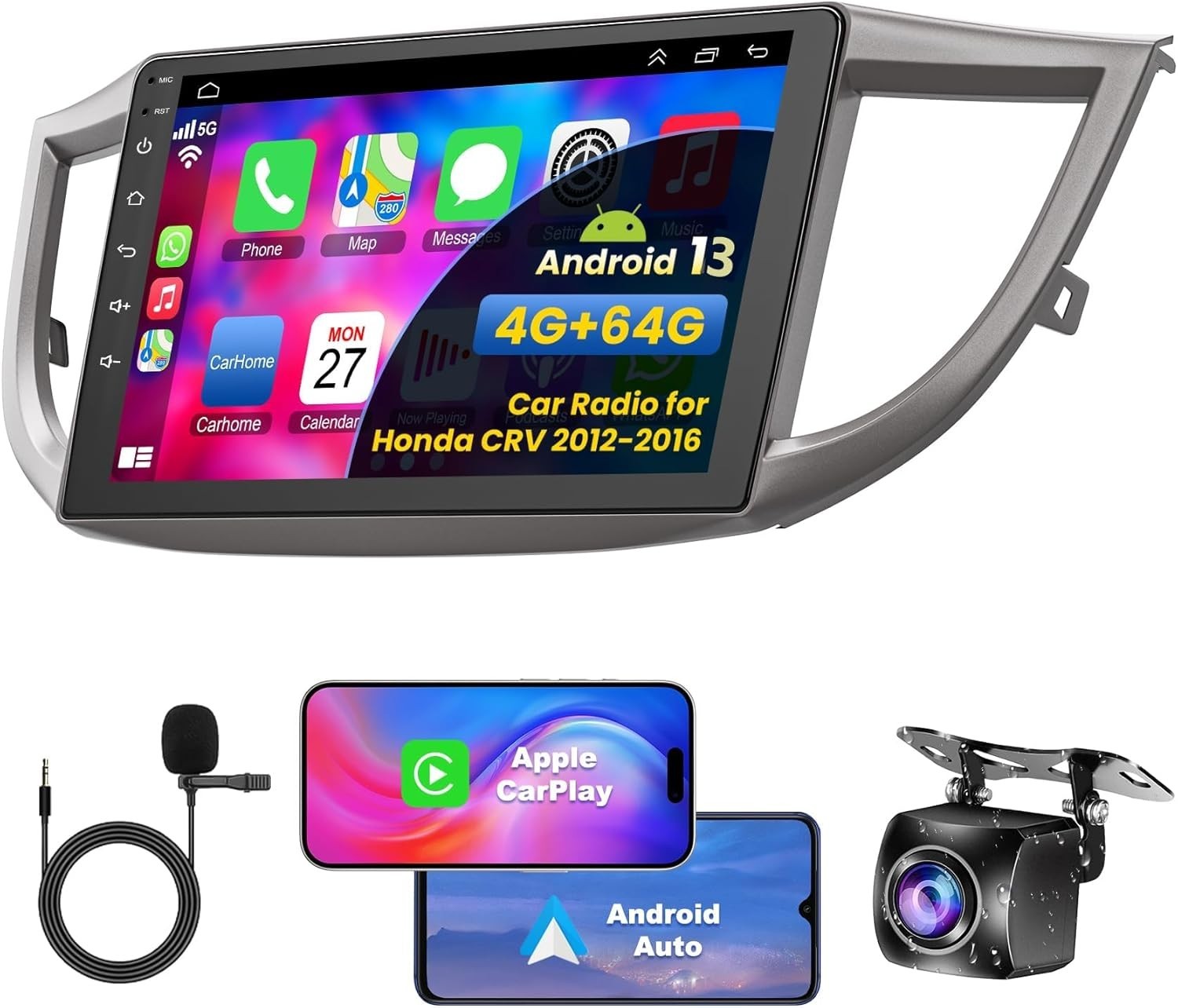 10″ 8Core 4+64G Android Auto Carplay Stereo for Honda CRV 2012-2016
