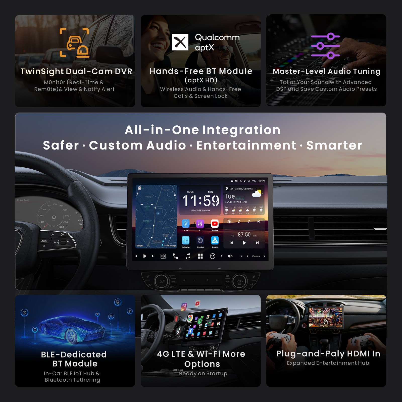 ATOTO 12.95” Single& 2DIN X10 OBDII Android Car Radio 8G+128G Wireless CP& AA