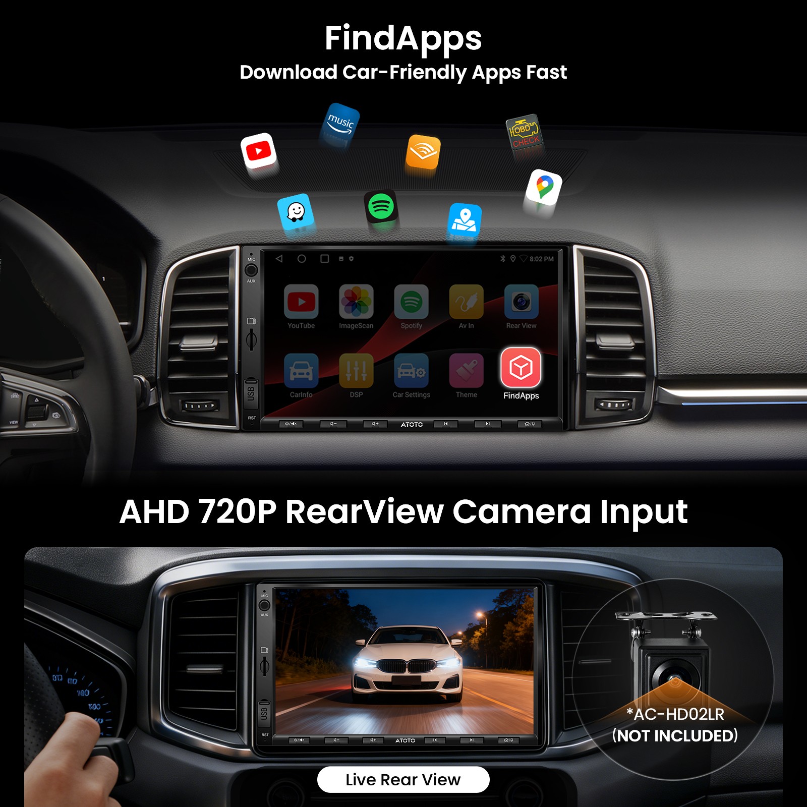 ATOTO 7″ A6PF 2DIN Car Stereo GPS Track Navi Radio Wireless Android Auto CarPlay