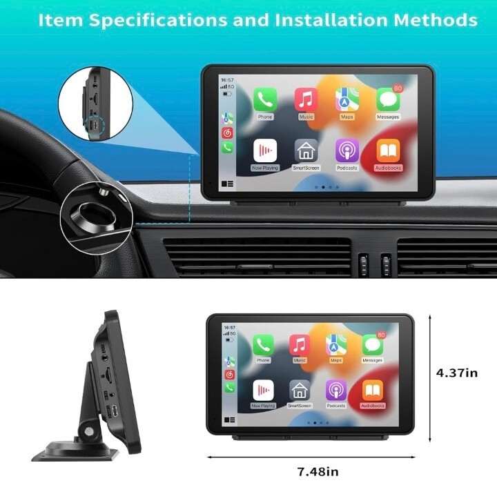 7″ Portable Wireless Apple/Android CAR Touchscreen System With GPS & Mirror Link