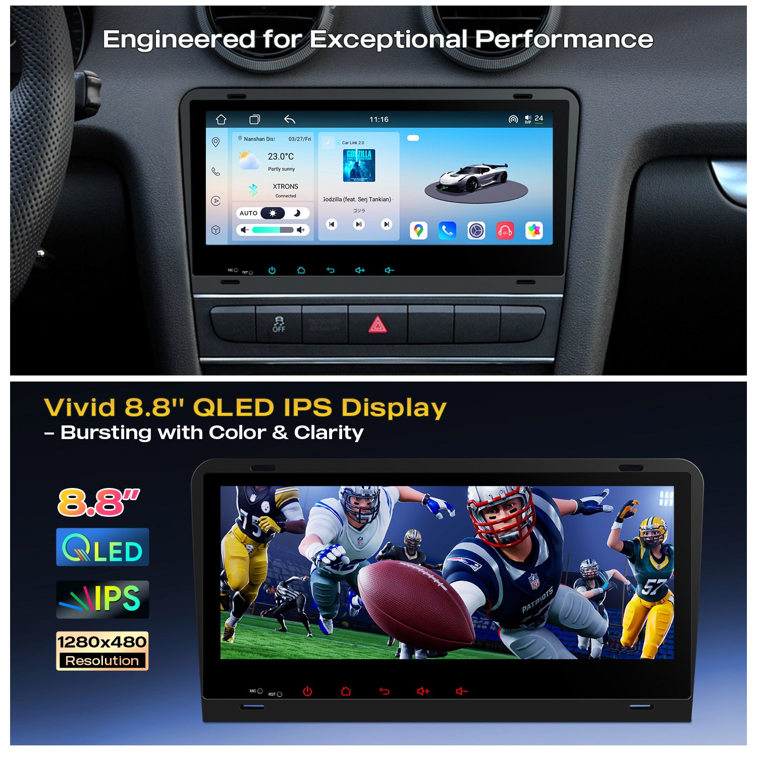 CarPlay Android Auto for Audi A3 S3 RS3 Android 14 8.8″ IPS Car Stereo Dual BT