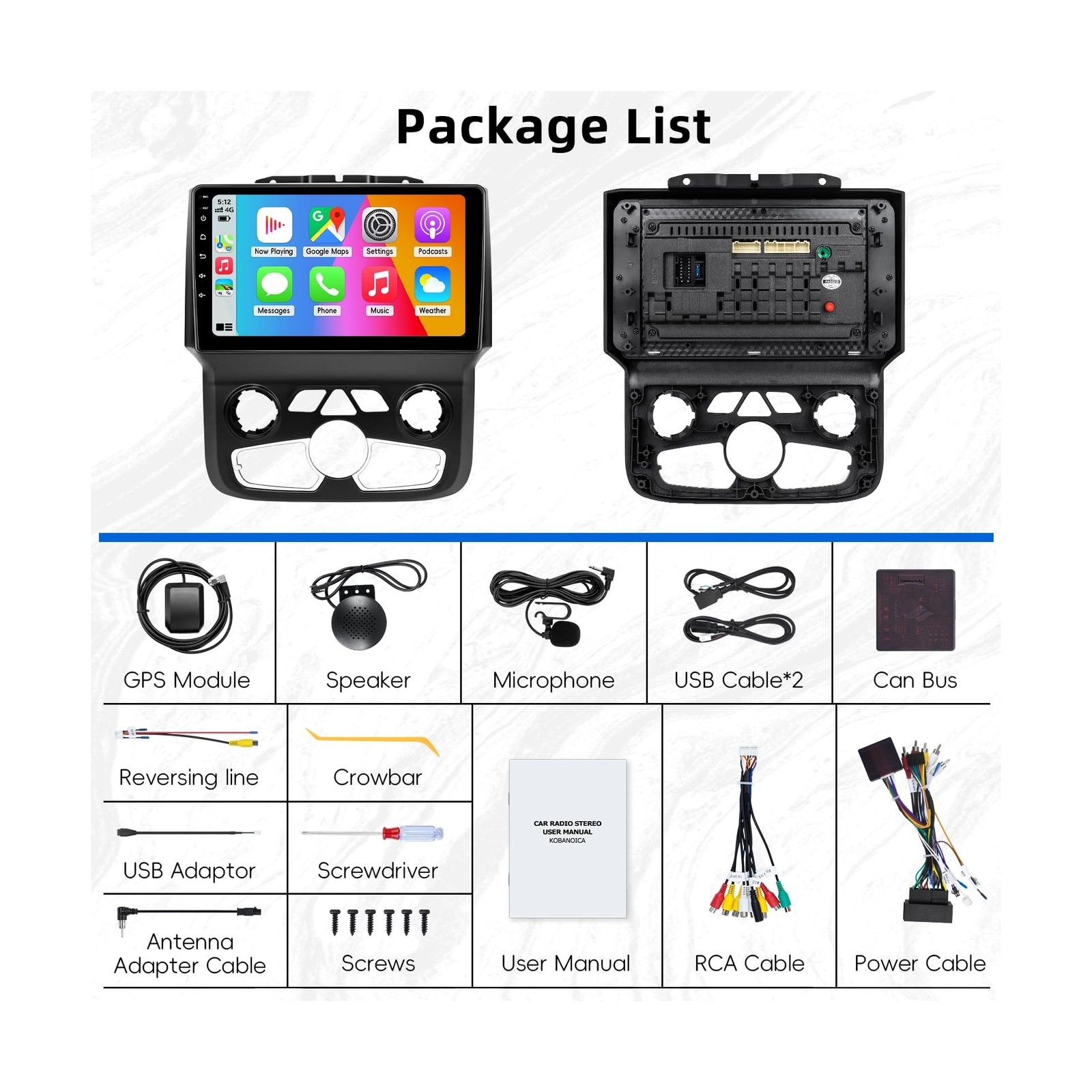 Car Radio Stereo for Dodge RAM 1500 2500 3500 2013-2018 Automatic AC,2+64G An…